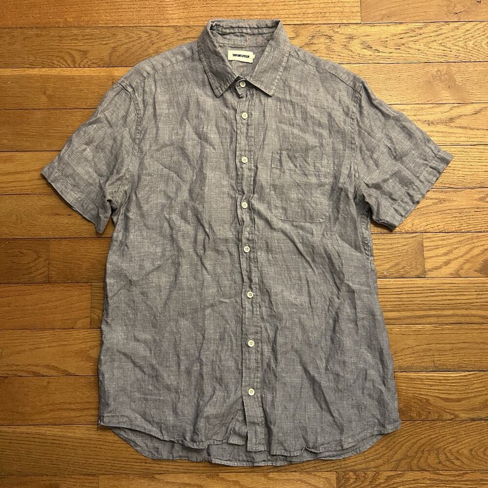 Taylor Stitch 100% Hemp Short Sleeve Button Up Shirt 42 Large